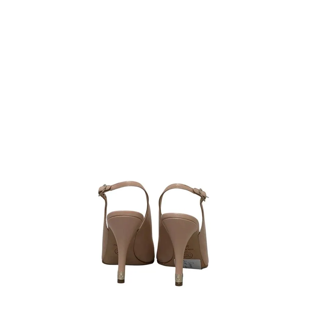 Chanel Beige Leather Pointed Toe Slingback Pumps EU 38 Pre-owned Beige Leather Good - Inside View