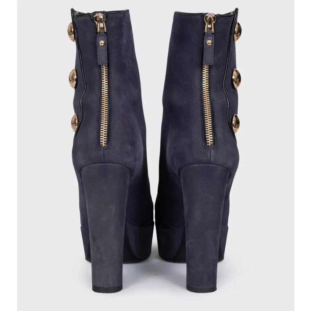 Louis Vuitton Louis Vuitton Grey Suede Open-Toe Booties EU 38 pre-owned Grey Suede Good - Model View