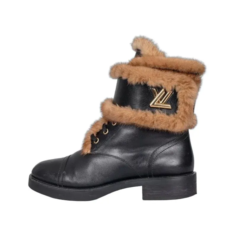 Louis Vuitton Wonderland Black Leather Boots - Size 39 Pre-owned Black Leather Good - Front View