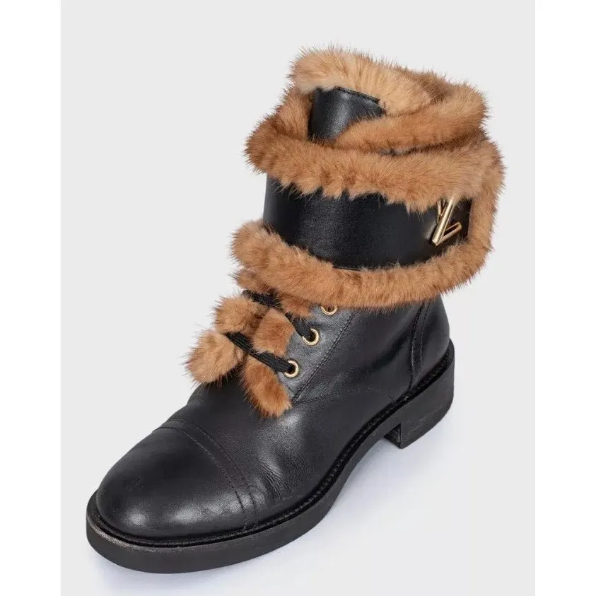 Louis Vuitton Wonderland Black Leather Boots - Size 39 Pre-owned Black Leather Good - Inside View