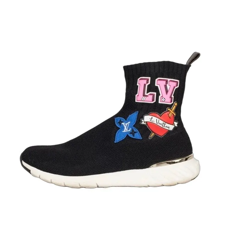 Louis Vuitton Black Textile Leather Lined Slip-On Sneakers Size 39 Pre-owned Black Leather Good - Front View
