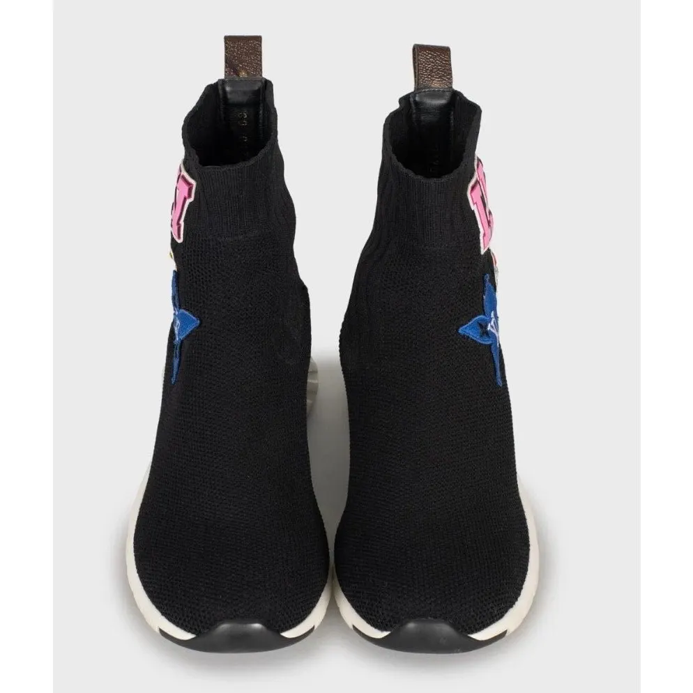 Louis Vuitton Black Textile Leather Lined Slip-On Sneakers Size 39 Pre-owned Black Leather Good - Back View