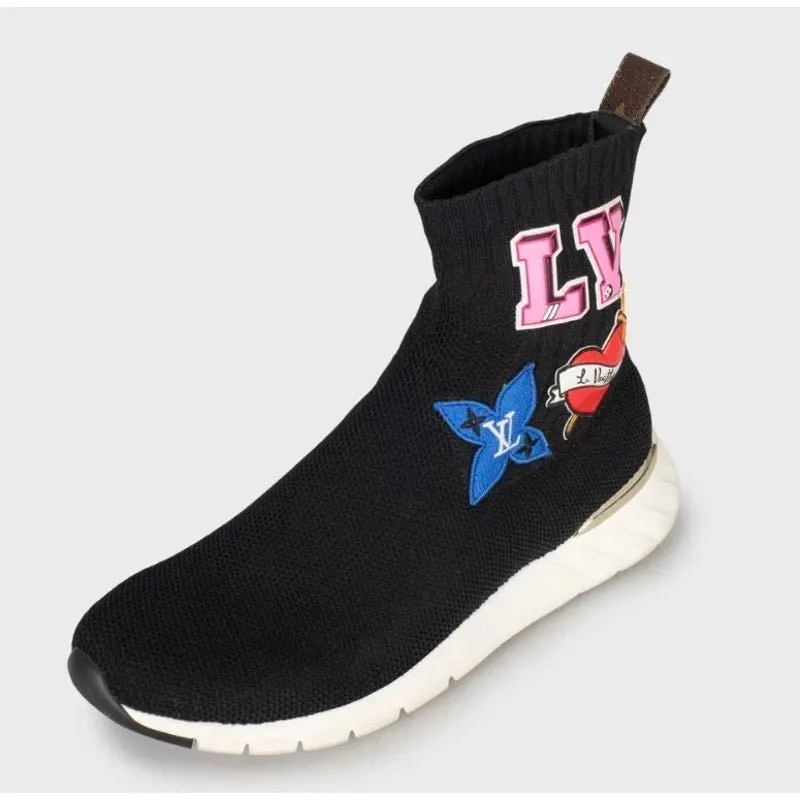 Louis Vuitton Black Textile Leather Lined Slip-On Sneakers Size 39 Pre-owned Black Leather Good - Inside View