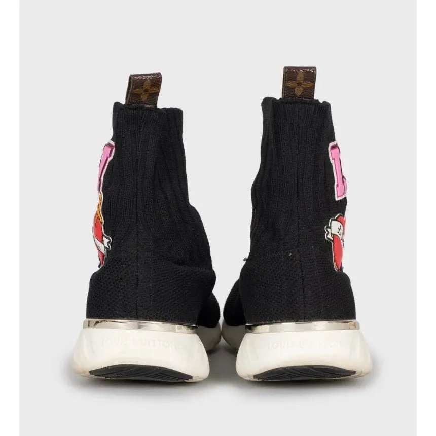 Louis Vuitton Black Textile Leather Lined Slip-On Sneakers Size 39 Pre-owned Black Leather Good - Model View
