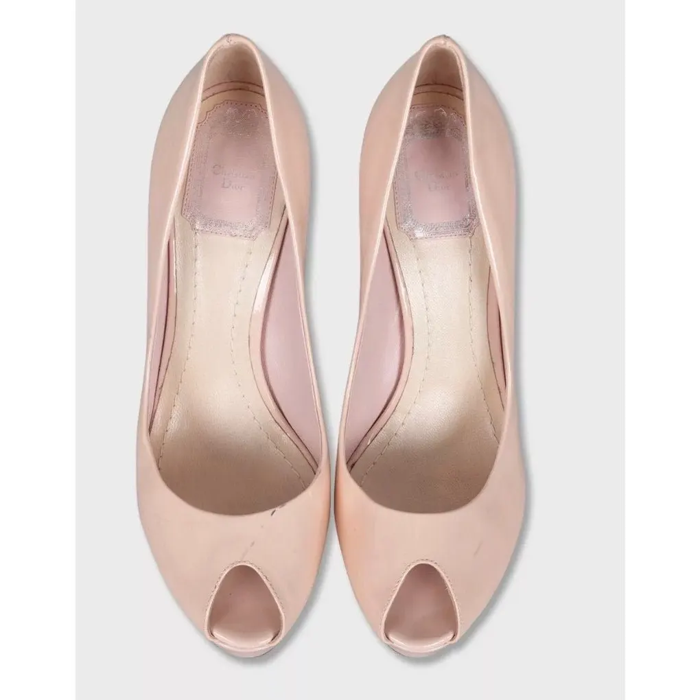 Dior Patent Leather Pumps with Silver Decorative Heel 37.5 Pre-owned Silver Leather Good - Back View