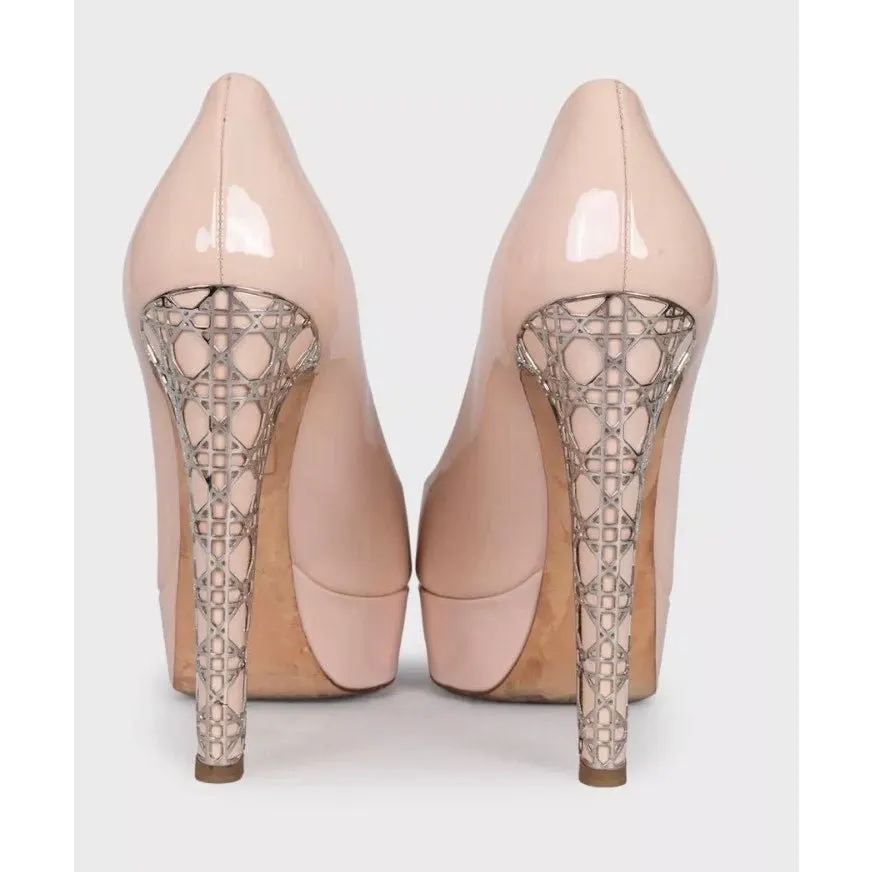 Dior Patent Leather Pumps with Silver Decorative Heel 37.5 Pre-owned Silver Leather Good - Model View