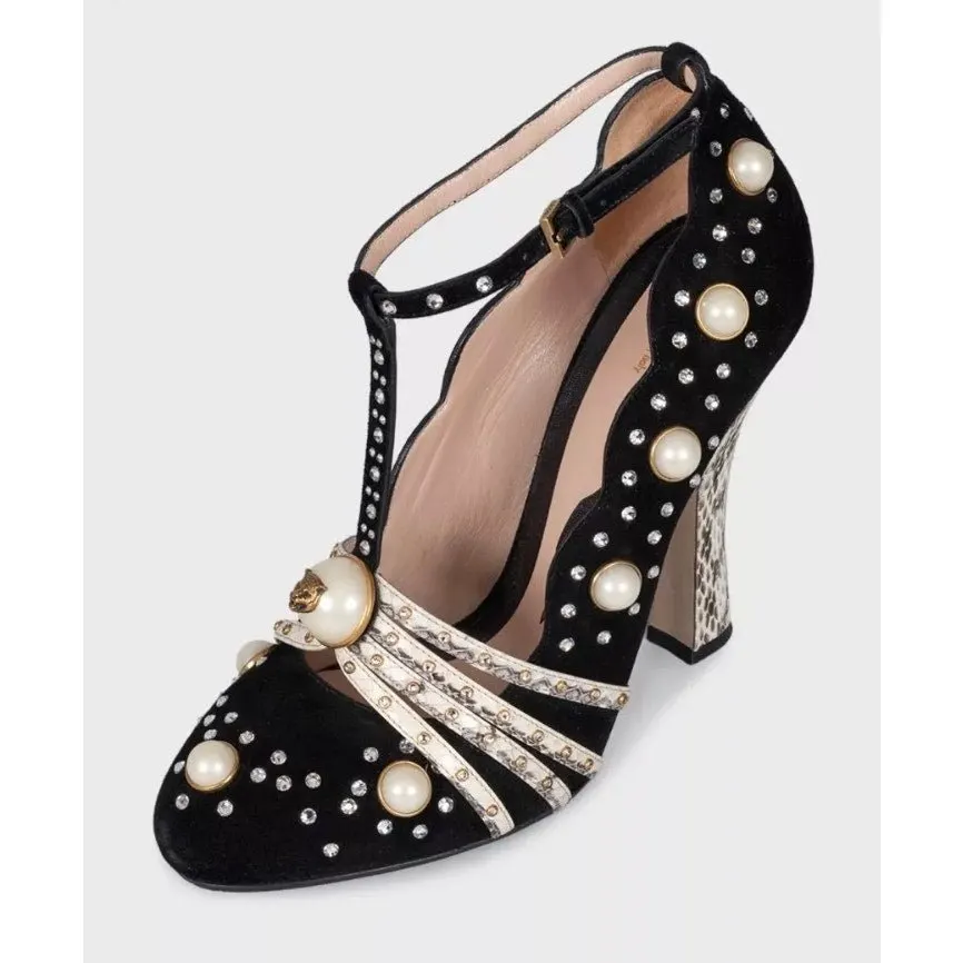 Gucci Ofelia Black Suede Heels - Size 38.5 pre-owned Black Suede Good - Inside View