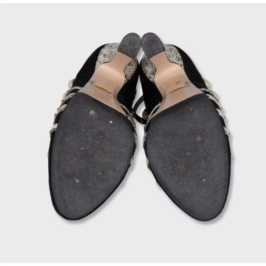 Gucci Ofelia Black Suede Heels - Size 38.5 pre-owned Black Suede Good - Box View