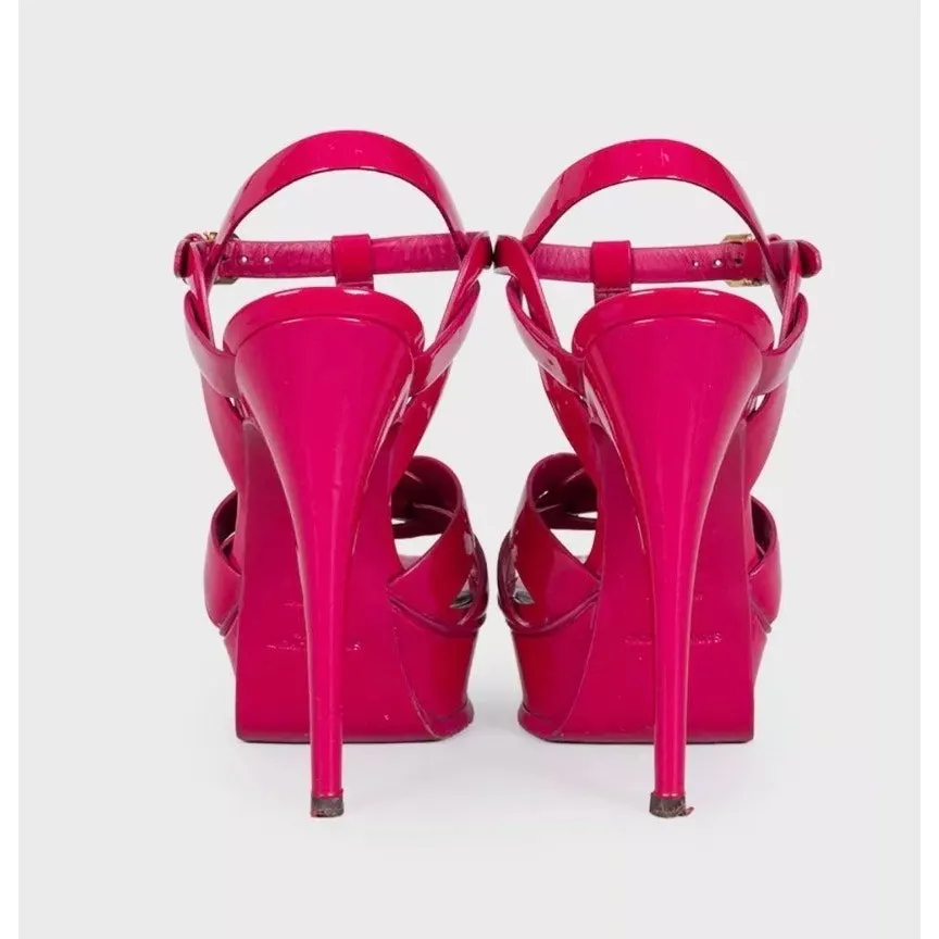 Saint Laurent Tribute Pink Patent Leather Sandals – Size 35 Pre-owned Pink Leather Good - Model View