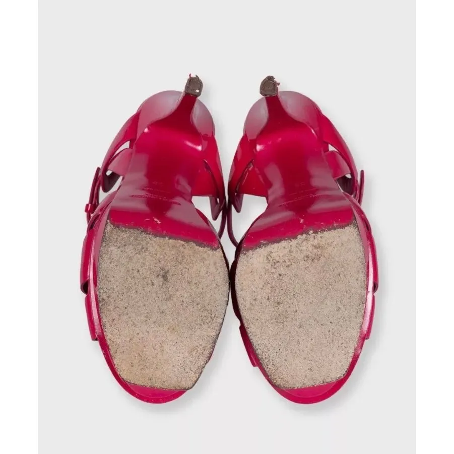 Saint Laurent Tribute Pink Patent Leather Sandals – Size 35 Pre-owned Pink Leather Good - Box View