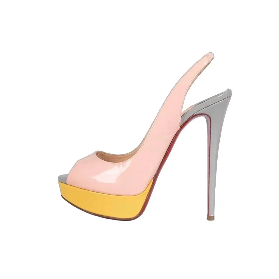 Christian Louboutin Christian Louboutin Multi-Color Leather Slingbacks Sz.40 pre-owned Red Leather Good - Front View