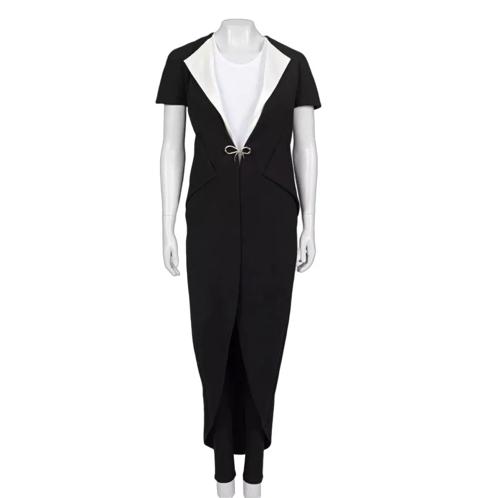 Balenciaga Black & White Cardigan with Pockets - Size 36/S pre-owned Black Good - Front View