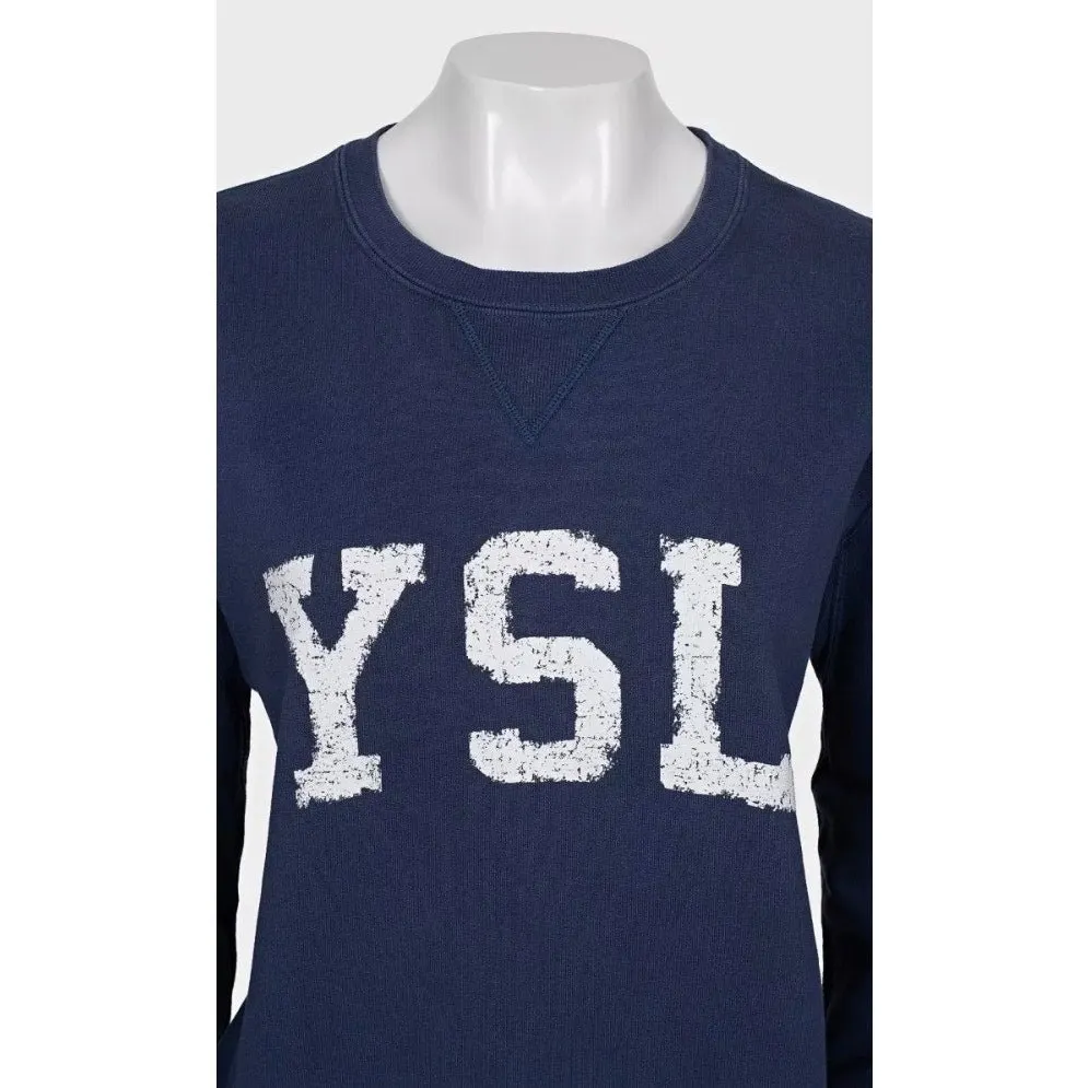 Saint Laurent Blue Logo Cotton Sweatshirt - M pre-owned Blue Cotton Good - Model View