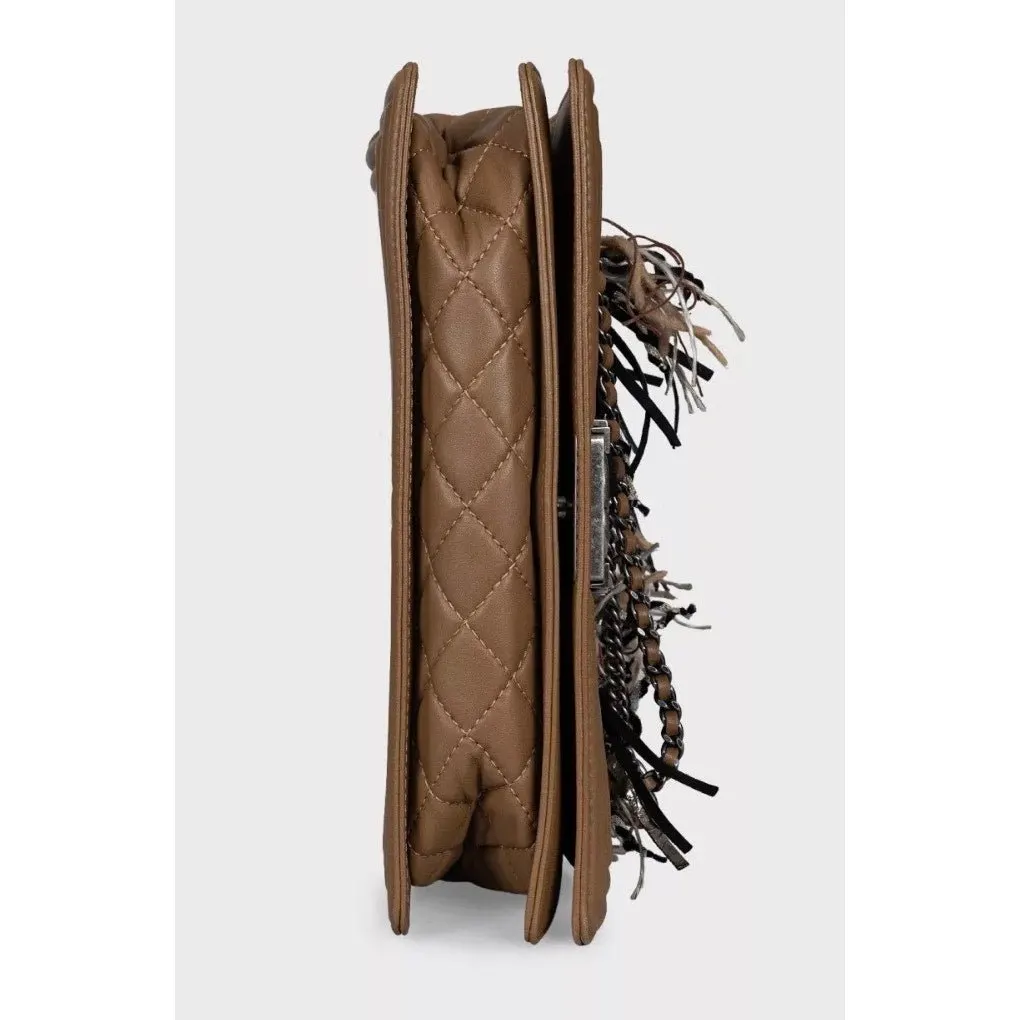 Chanel Boy Crossbody Bag Pre-Fall 2014 Collection pre-owned Brown Leather Good - Model View