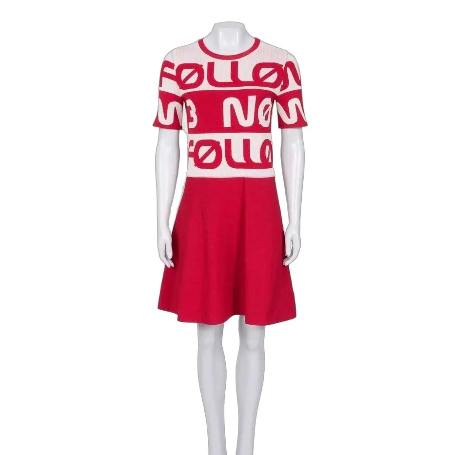 Valentino Red Valentino Fitted Printed Dress - Size M Pre-owned Red Good - Front View