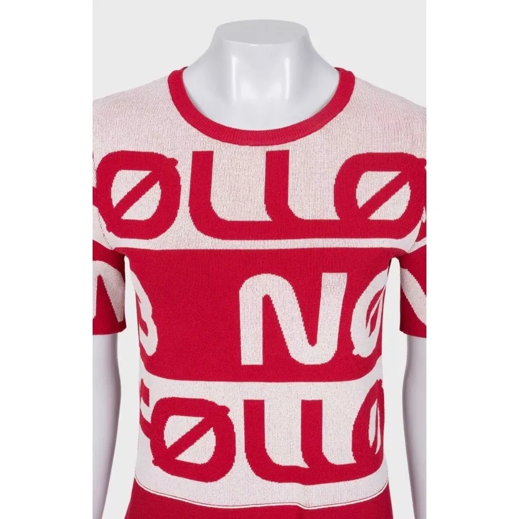 Valentino Red Valentino Fitted Printed Dress - Size M Pre-owned Red Good - Model View