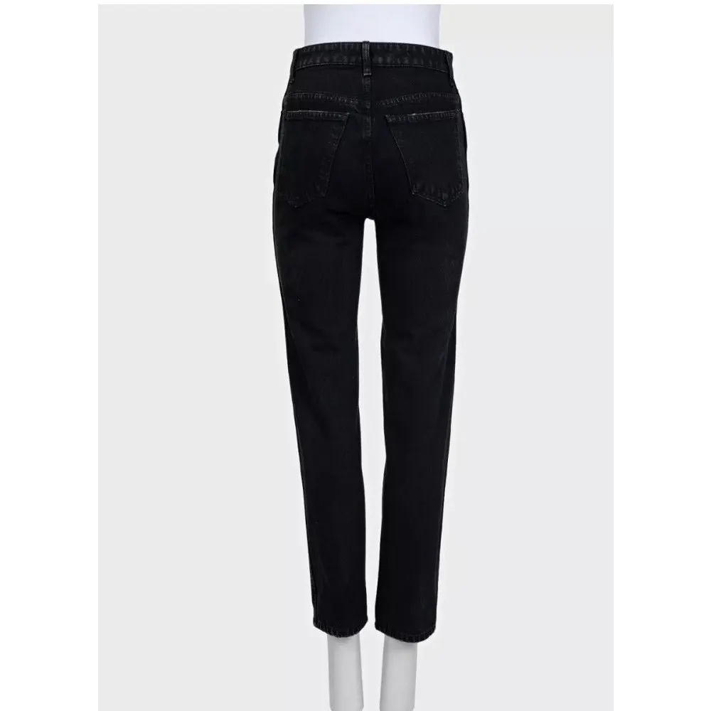 Khaite Black Straight-Leg Jeans with Gold Button Detail Sz.W25 | XS pre-owned Black Cotton Good - Inside View