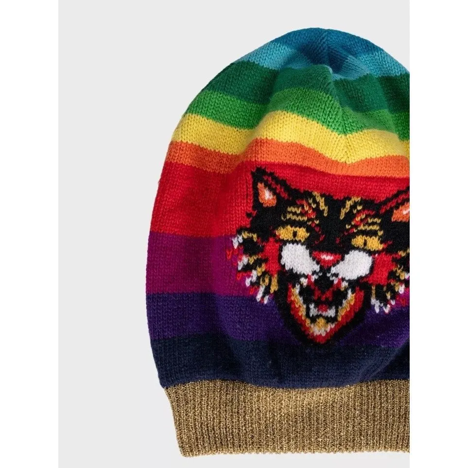 Gucci Gucci Multicolor Animal Print Wool Hat Size 58/ L Pre-owned MultiColor Wool Good - Inside View