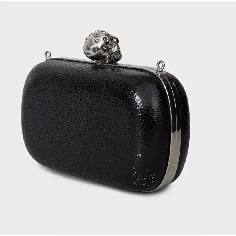 Alexander McQueen Black Leather Skull Clutch Bag Pre-owned Black Leather Good - Back View