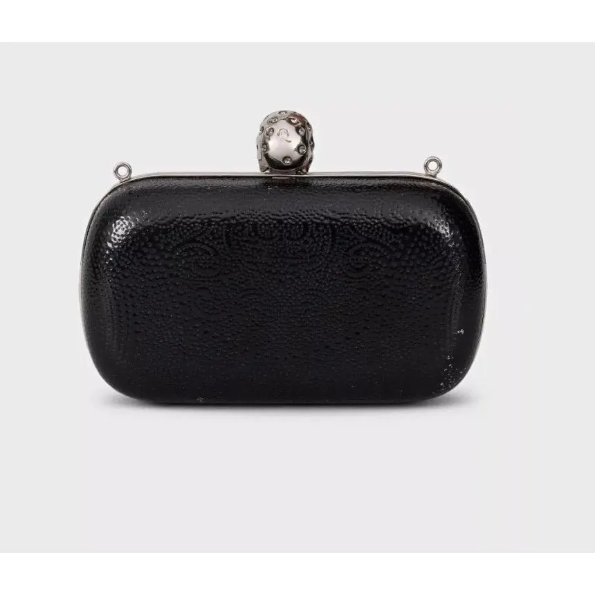 Alexander McQueen Black Leather Skull Clutch Bag Pre-owned Black Leather Good - Inside View