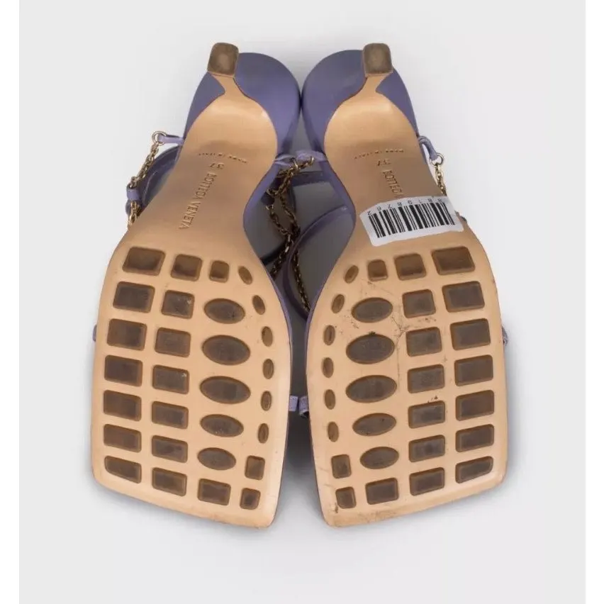 Bottega Veneta Purple Leather Chain Sandals, Size 37 Pre-owned Purple Leather Good - Box View