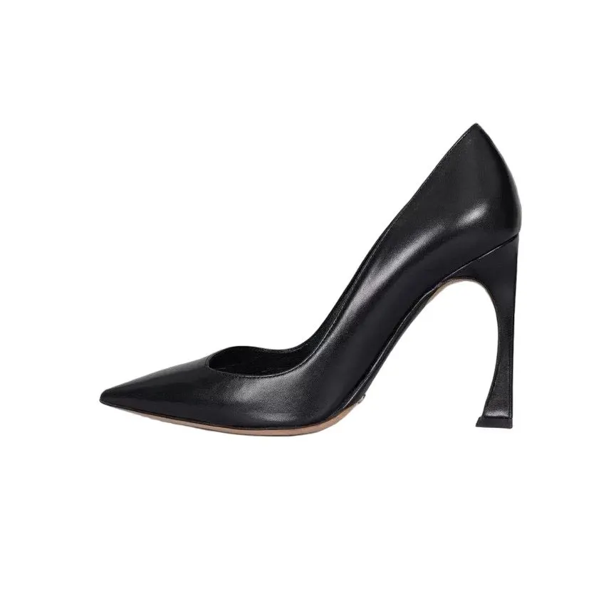 Dior Christian Dior Black Leather Pointed Toe Pumps Sz.36.5 Pre-owned Black Leather Good - Front View