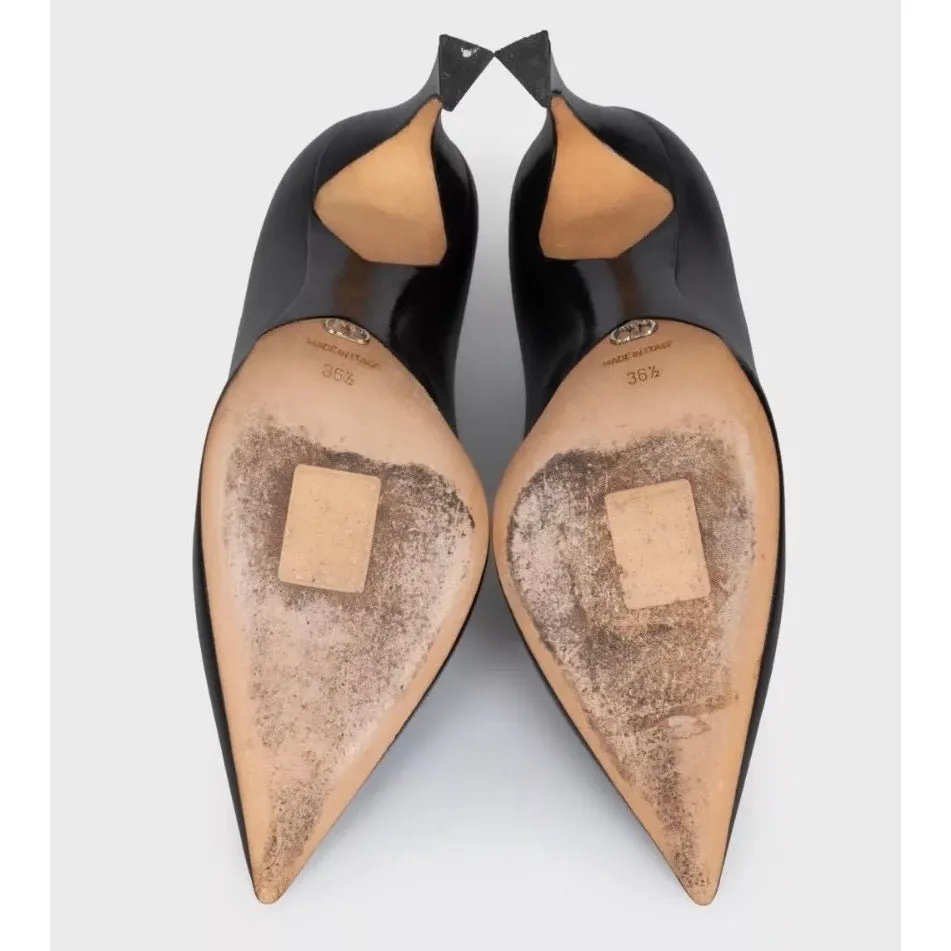 Dior Christian Dior Black Leather Pointed Toe Pumps Sz.36.5 Pre-owned Black Leather Good - Model View
