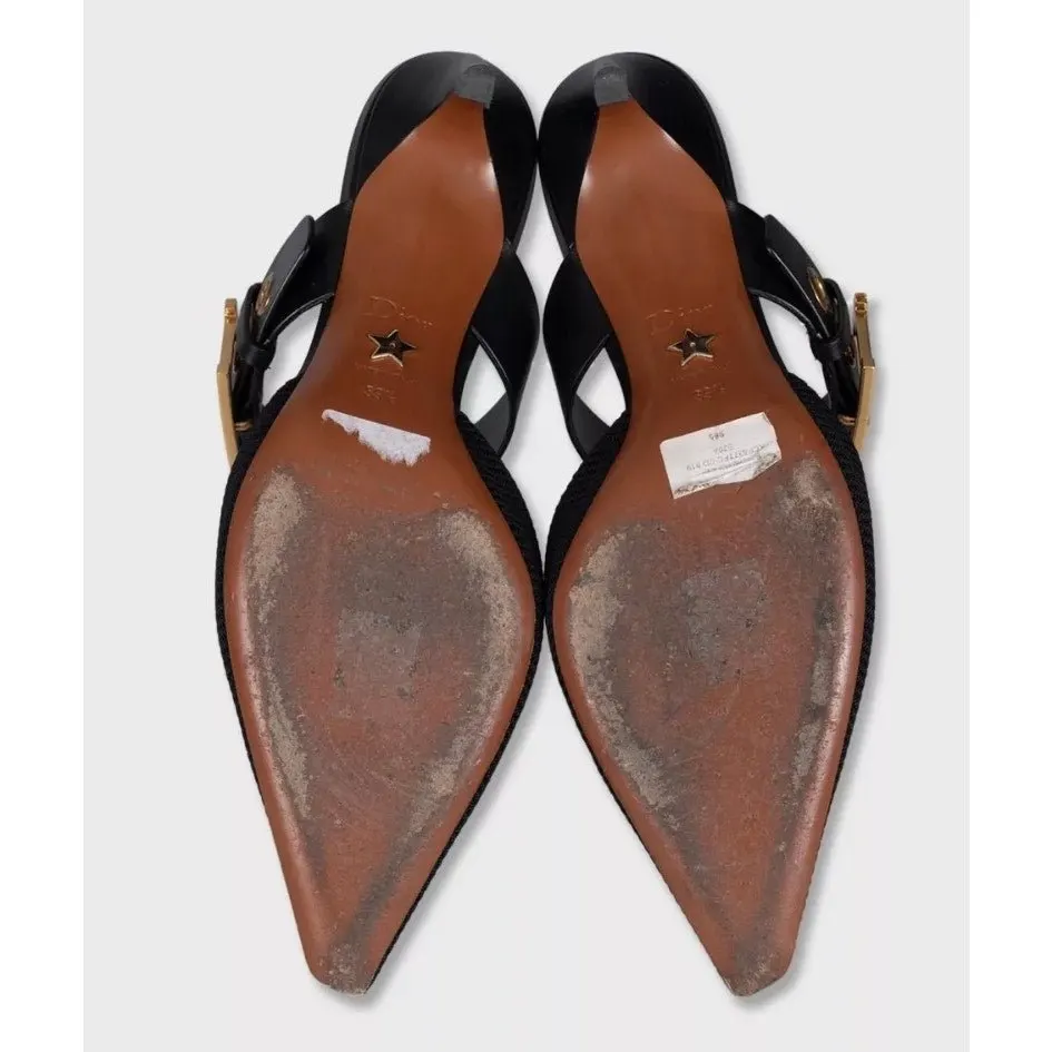 Dior Christian Dior Black Pointed-Toe Mules - Size 39.5 Pre-owned Black Leather Good - Box View