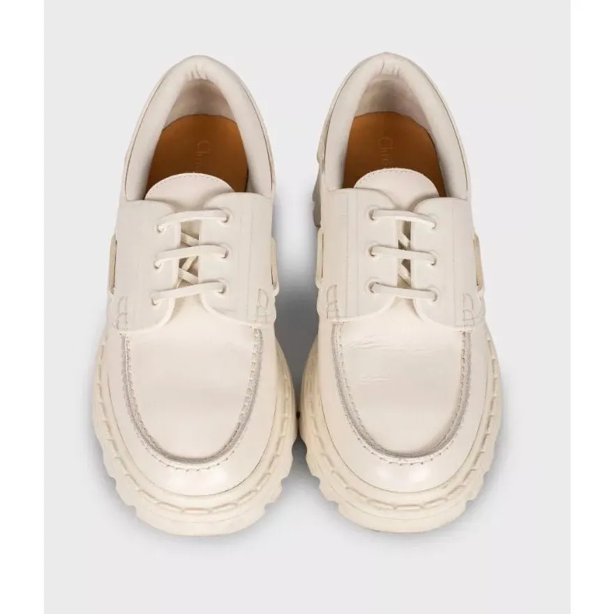 Dior Christian Dior White Leather Lace-Up Shoes sz.39 pre-owned White Leather Good - Back View