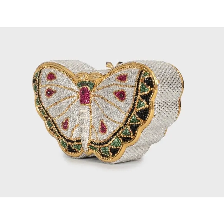 Judith Leiber Butterfly Crystal Clutch Bag Pre-owned Gold Leather Good - Back View
