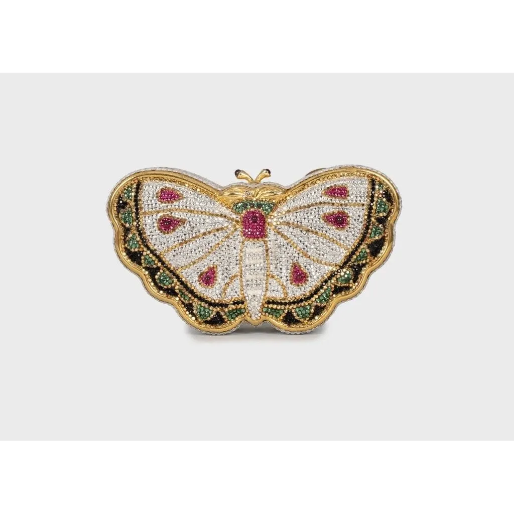 Judith Leiber Butterfly Crystal Clutch Bag Pre-owned Gold Leather Good - Inside View