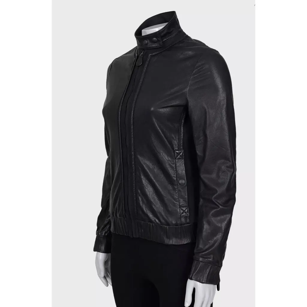 Bottega Veneta Black Leather Jacket - IT 38 / XS Pre-owned Black Leather Good - Back View