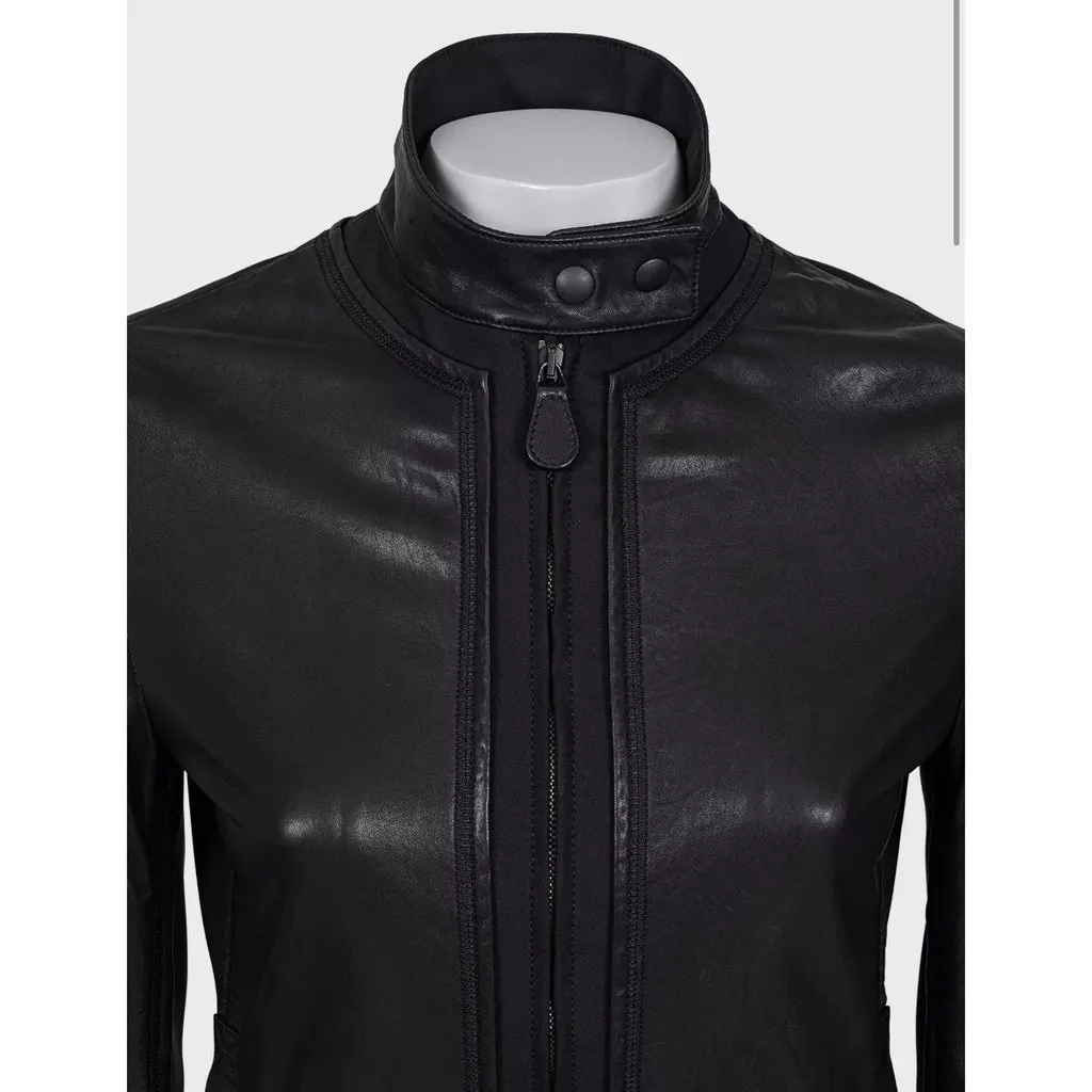 Bottega Veneta Black Leather Jacket - IT 38 / XS Pre-owned Black Leather Good - Model View