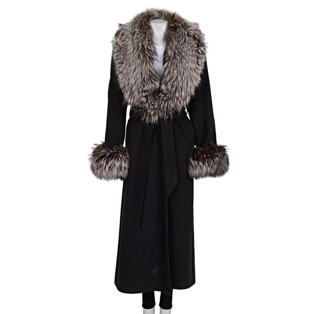 ZILLI Grey Coat with Detachable faux Fur Trim - Size L Pre-owned Grey Good - Front View