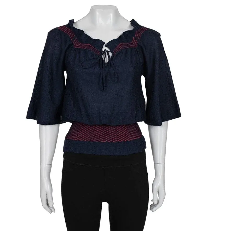 Dior Christian Dior Blue Striped Cashmere-Silk Blouse - IT40/S pre-owned Blue Wool Good - Front View