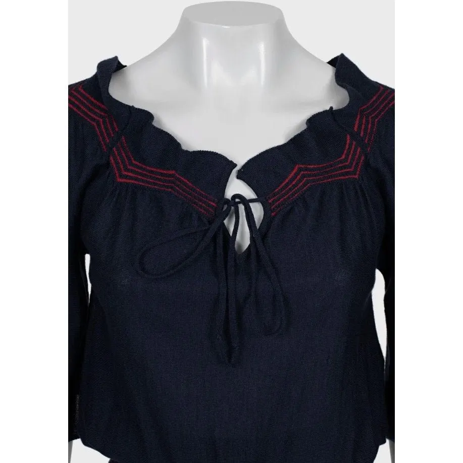 Dior Christian Dior Blue Striped Cashmere-Silk Blouse - IT40/S pre-owned Blue Wool Good - Model View