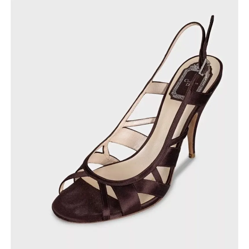 Dior Christian Dior Purple Textile Heeled Sandals Size 39.5 Pre-owned Purple Leather Good - Inside View