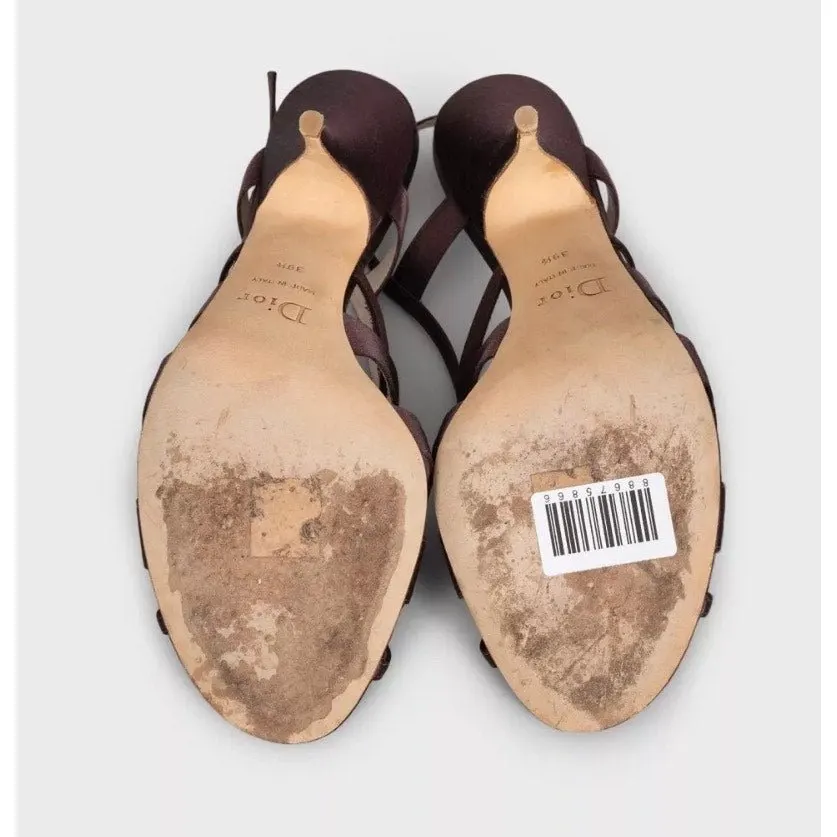 Dior Christian Dior Purple Textile Heeled Sandals Size 39.5 Pre-owned Purple Leather Good - Box View