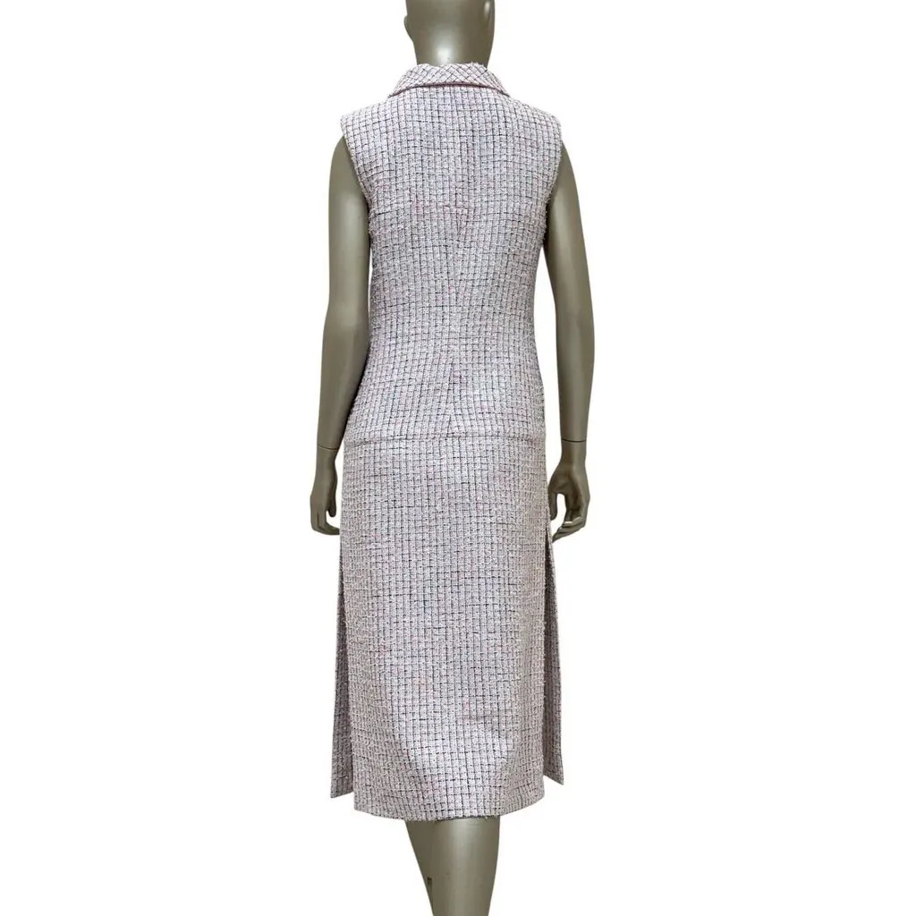 Chanel Light Pink & White Fantasy Tweed Dress Sz.38 pre-owned White Tweed Good - Back View