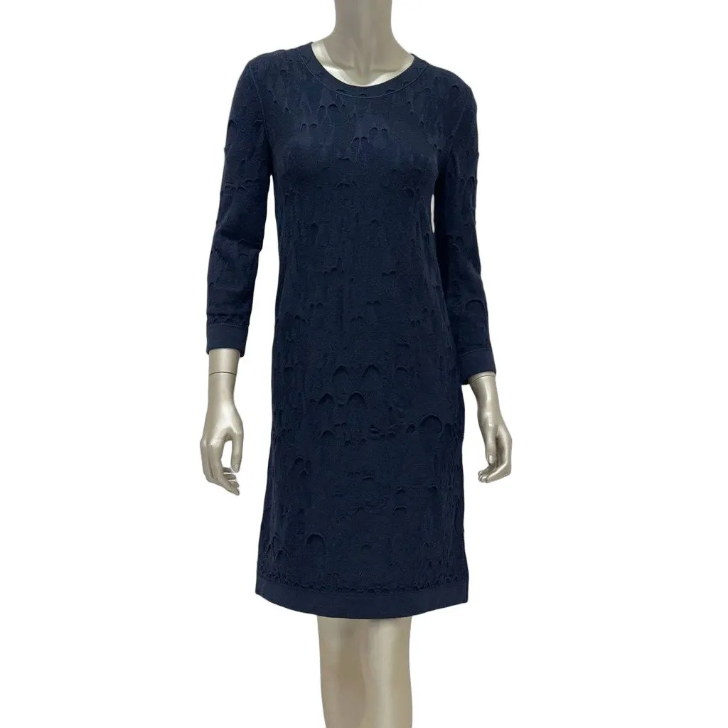 Chanel Dark Blue Wool Dress Sz.38 pre-owned Blue Wool Good - Front View