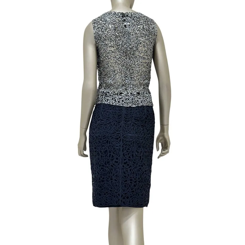 Chanel Black & White Lace Two-Piece Suit Sz.36 Pre-owned Black Lace Good - Back View