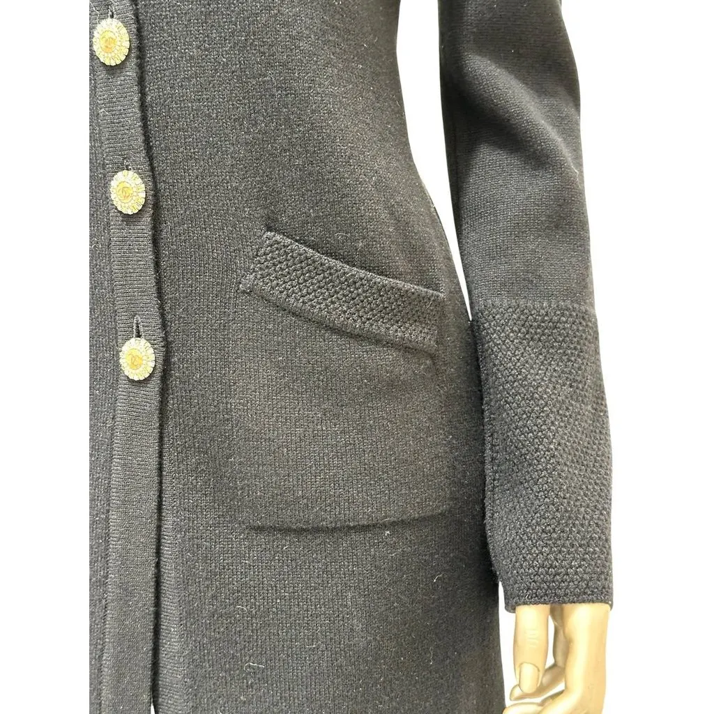 Chanel Black Cashmere Long Cardigan - FR36 Pre-owned Black Wool Good - Box View