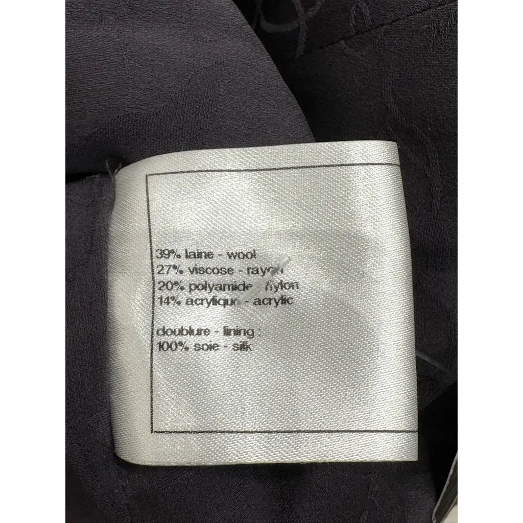 Chanel Chanel 2013 Black White Silver Lurex Tweed Jacket - Size S Pre-owned Black Tweed Good - Inside View