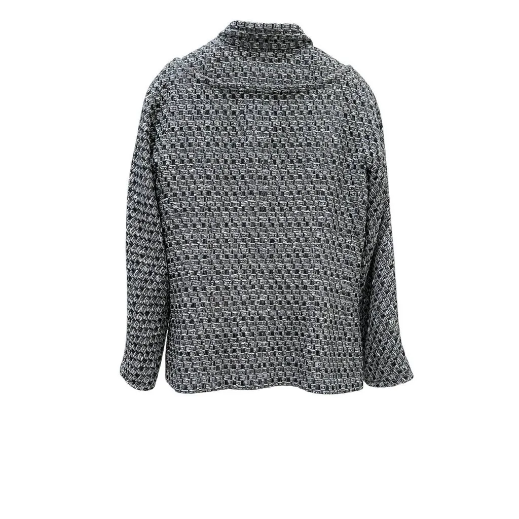 Chanel Chanel 2013 Black White Silver Lurex Tweed Jacket - Size S Pre-owned Black Tweed Good - Model View