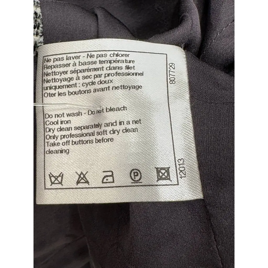 Chanel Chanel 2013 Black White Silver Lurex Tweed Jacket - Size S Pre-owned Black Tweed Good - Box View