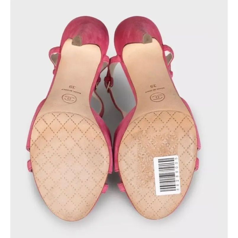Chanel Pink Suede High Heel Sandals - Size 39 Pre-owned Pink Suede Good - Box View