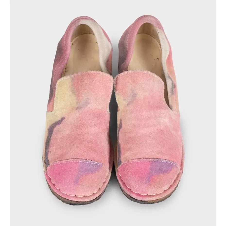 Chanel Pink Suede Pumps with Iconic Logo - Size 38 Pre-owned Pink Suede Good - Back View