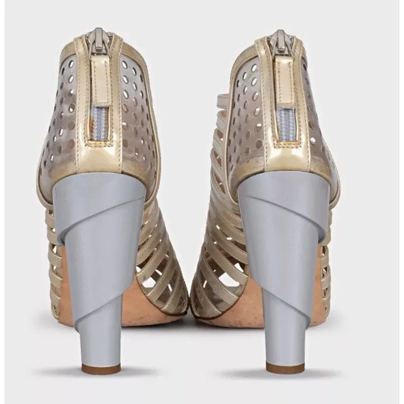 Chanel Cruise 2009 Gold Sculpted Heel PumpsSz.36 Pre-owned Gold Leather Good - Model View