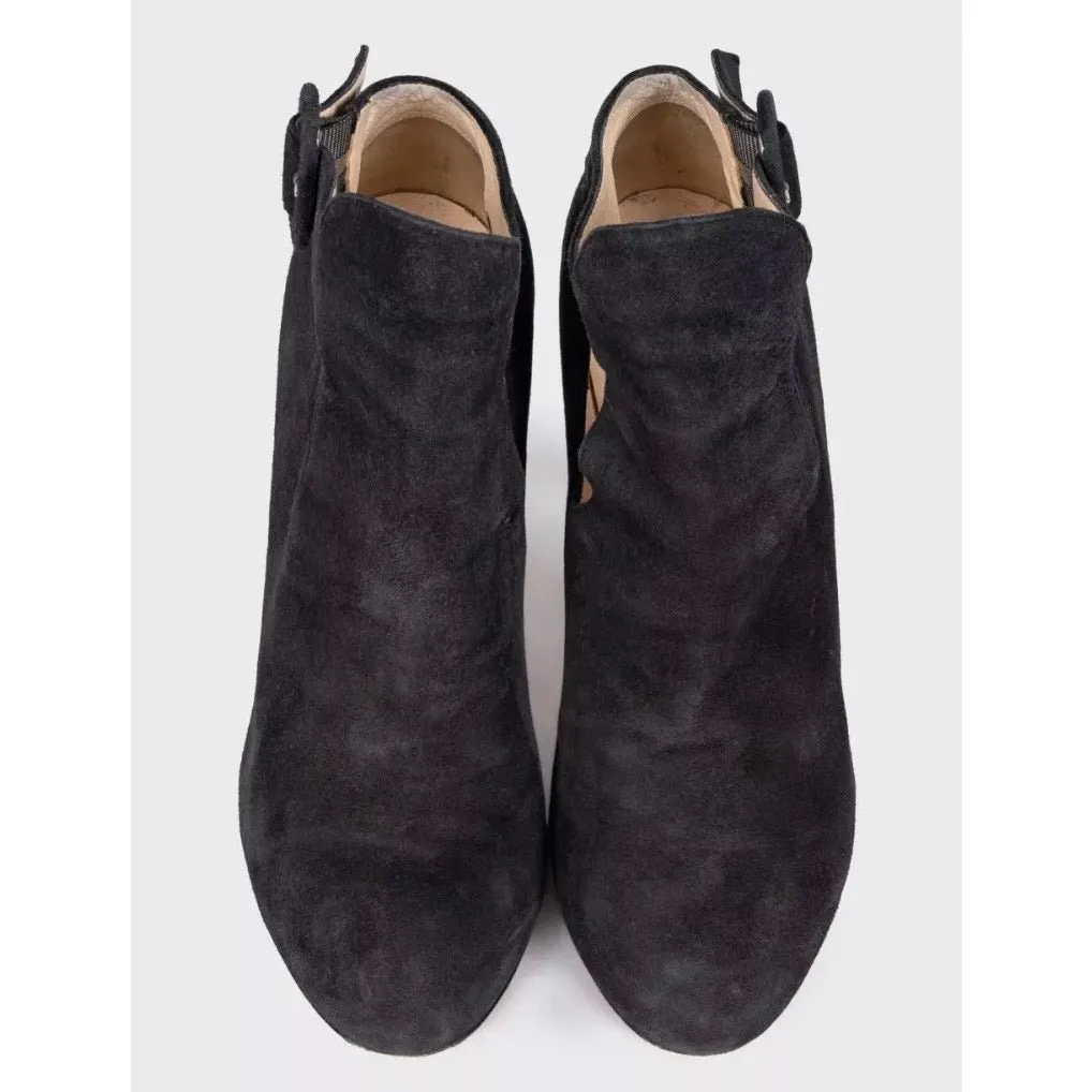Christian Louboutin Black Suede Cutout Ankle Boots Sz. 38 Pre-owned Black Suede Good - Back View