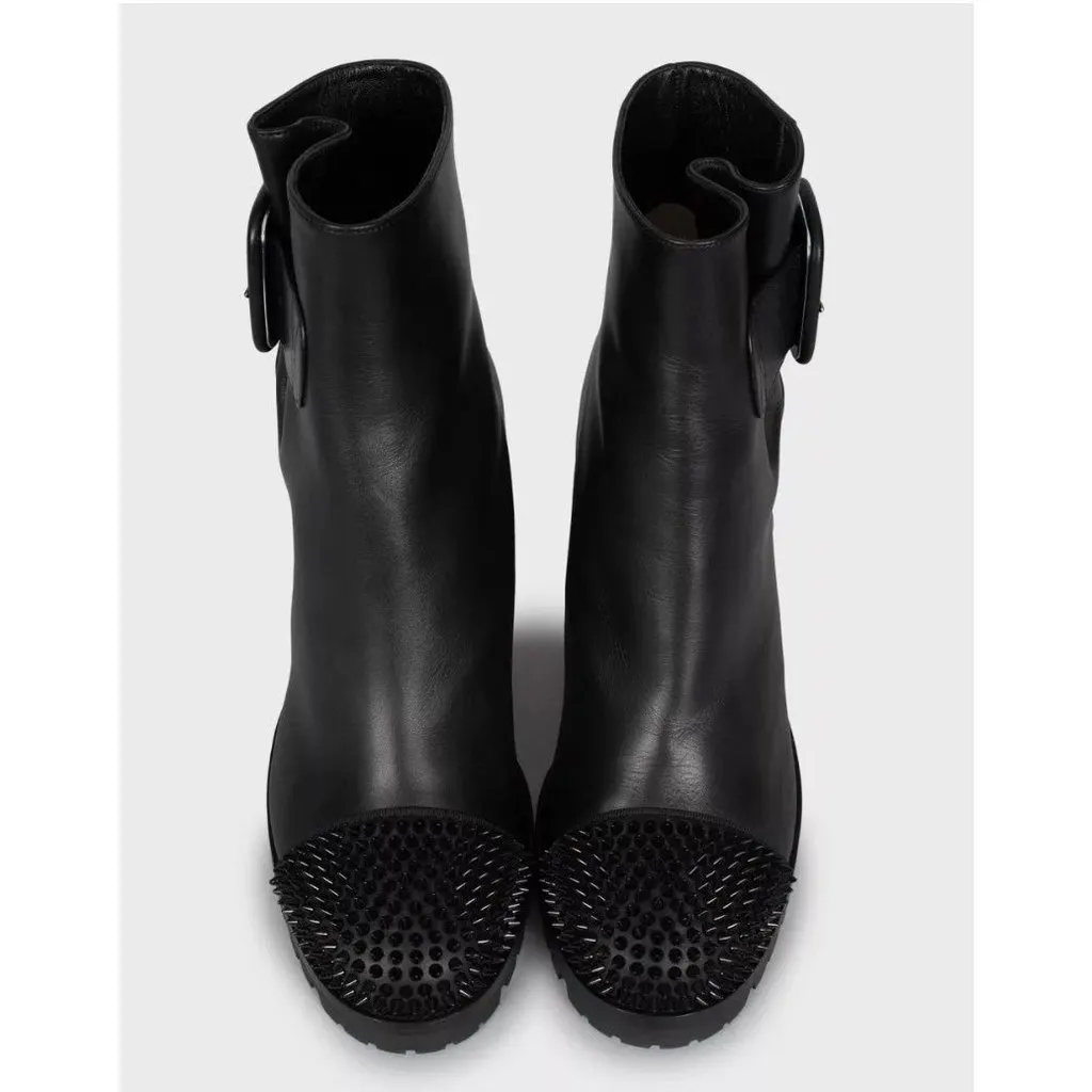 Christian Louboutin Olivia Black Leather Ankle Boots Sz.40 Pre-owned Black Leather Good - Back View